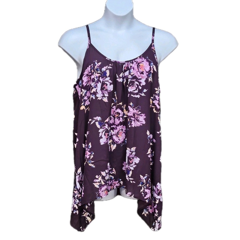 Torrid Cami Tank Top Women 2X Floral Boho Asymmetric Shark Bite Cottage Ethereal